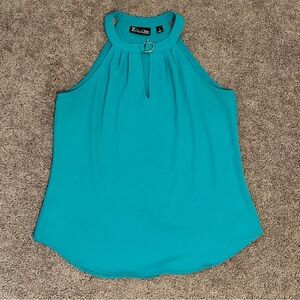 7th Avenue Design Studio Turquoise Halter Neck Women's Blouse
